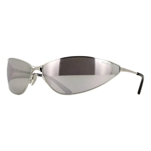 New Authentic  BALENCIAGA Silver Wraparound BB0315S 001 Sunglasses Women - Picture 1 of 4